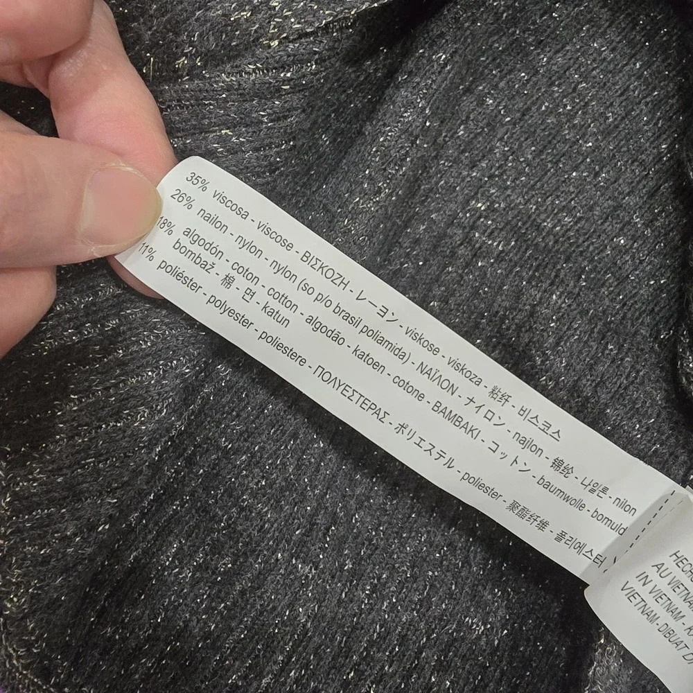 Zara Knitwear Girls Sparkling Metallic Gray Ribbed Cardigan Size‎ 13-14 /164cm